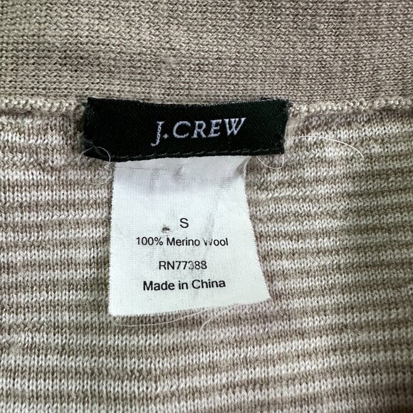 J. Crew Deep V-Neck Merino Wool Lightweight Cardigan in Taupe, Size Small - Picture 3 of 8